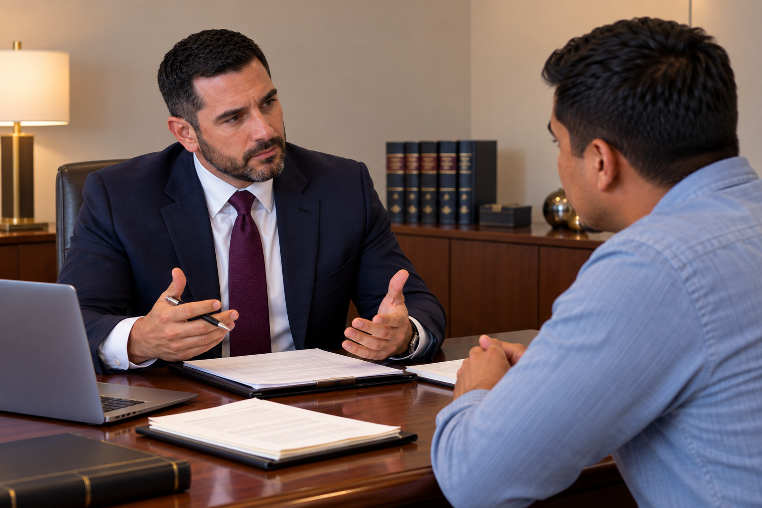 Los Angeles immigration attorney advising a detainee about a bond hearing.
